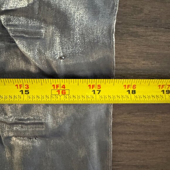 Sue Wong Scarf Dress Metallic Shiny Green Gray Shawl Hand Beaded Large #1 - Picture 14 of 16